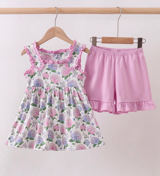 Girls hydrangea shorts set