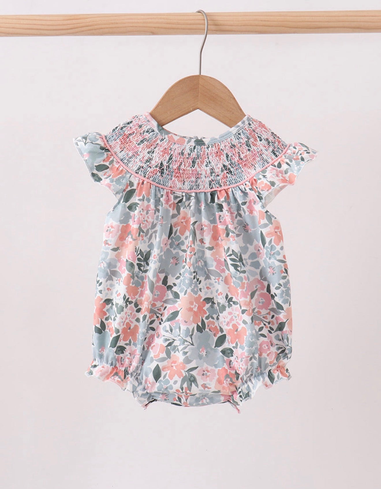 Floral smocked bubble
