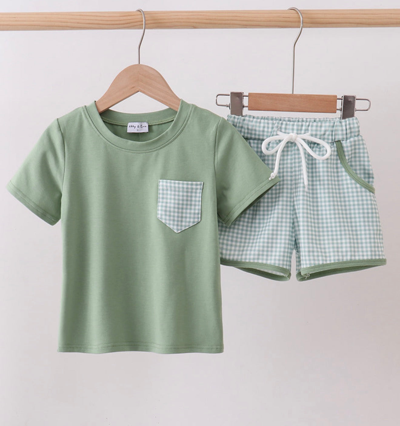 Boys gingham shorts set