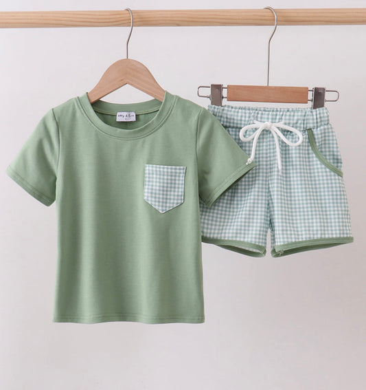 Boys gingham shorts set